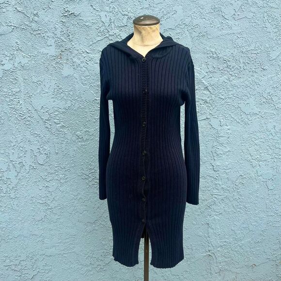 Y2k Ribbed Cardigan Small Duster Sweater 90s style - Picture 6 of 8